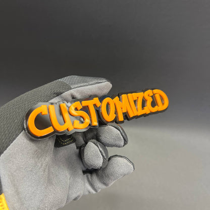 Custom graffiti nameplate for car exterior with raised lettering