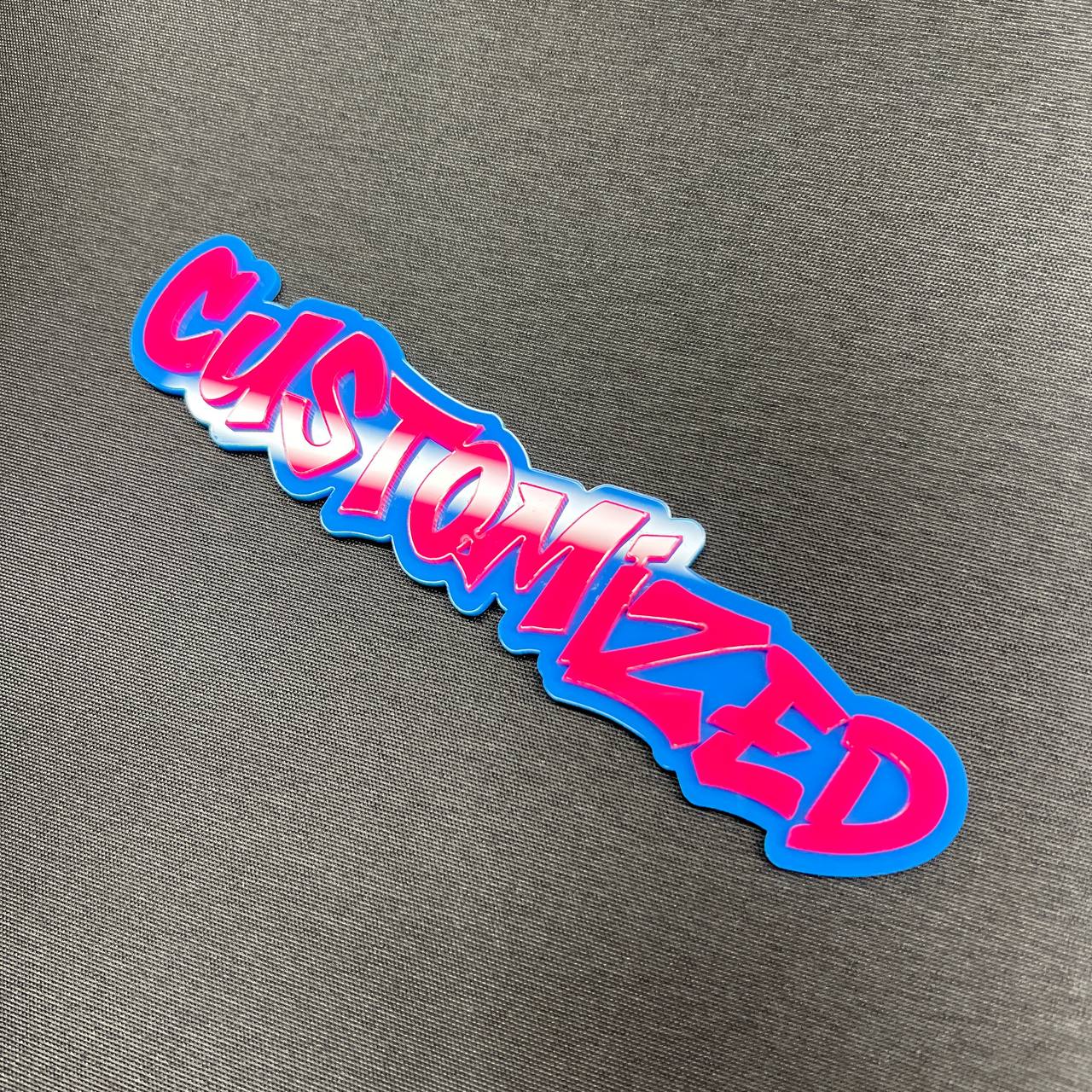 Custom made graffiti lettering badge for vehicle exterior decoration