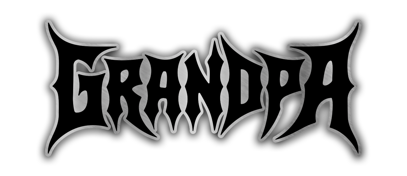 GRANDPA engraved car badge with brushed silver background and black gothic lettering for truck or car exterior