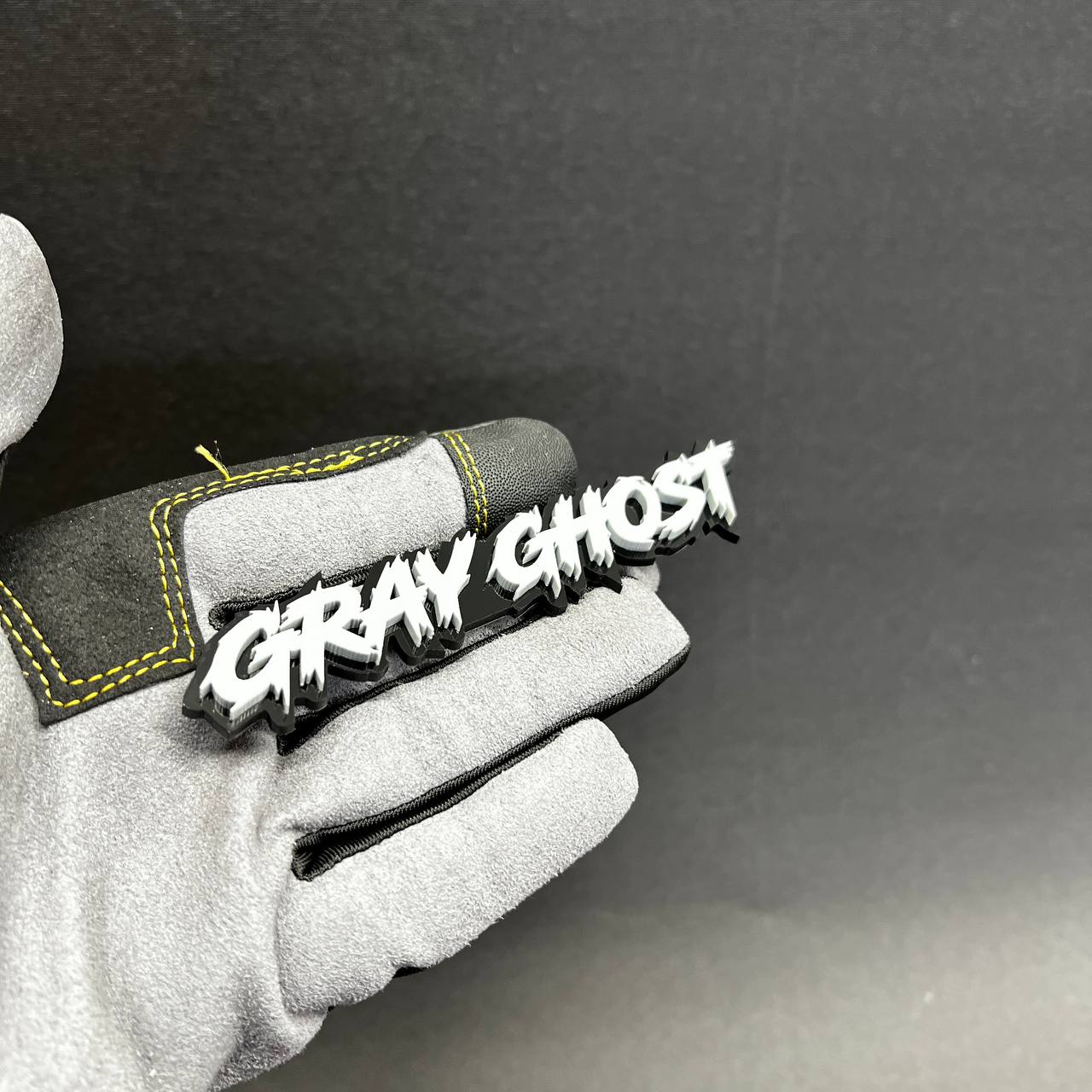 Gray Ghost automotive exterior decal text badge for car fender or trunk styling