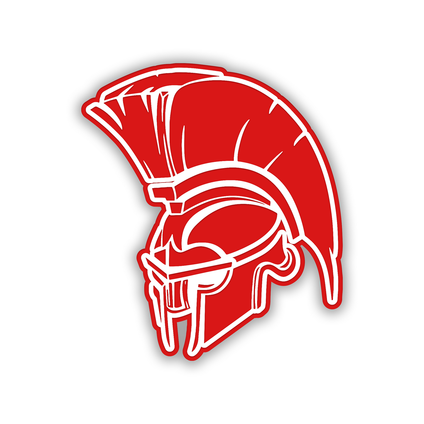 Greek Spartan warrior helmet car emblem with detailed engraved line design
