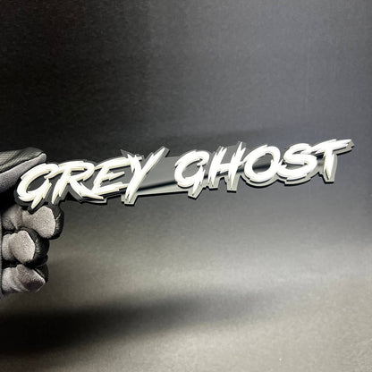 Grey Ghost Car Badge Fender Emblem with 3M adhesive backing for clean exterior vehicle installation