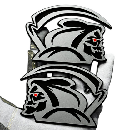 Reaper car emblem pair custom aftermarket automotive badge styling