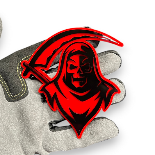 Skull automotive emblem for custom car truck hood fender and tailgate use