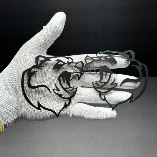 Bear head car emblem pair custom aftermarket automotive badge for vehicle styling