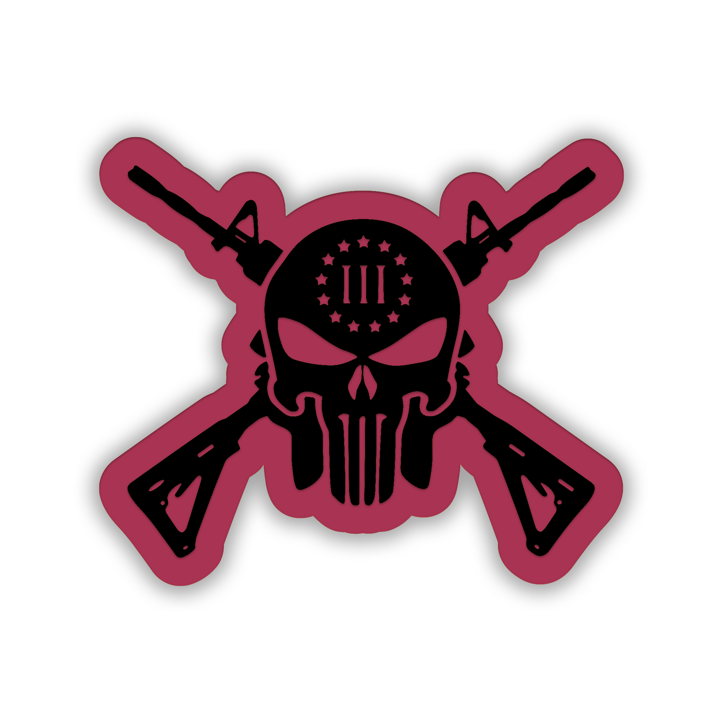 Skull and rifle engraved vehicle badge for truck car or SUV exterior