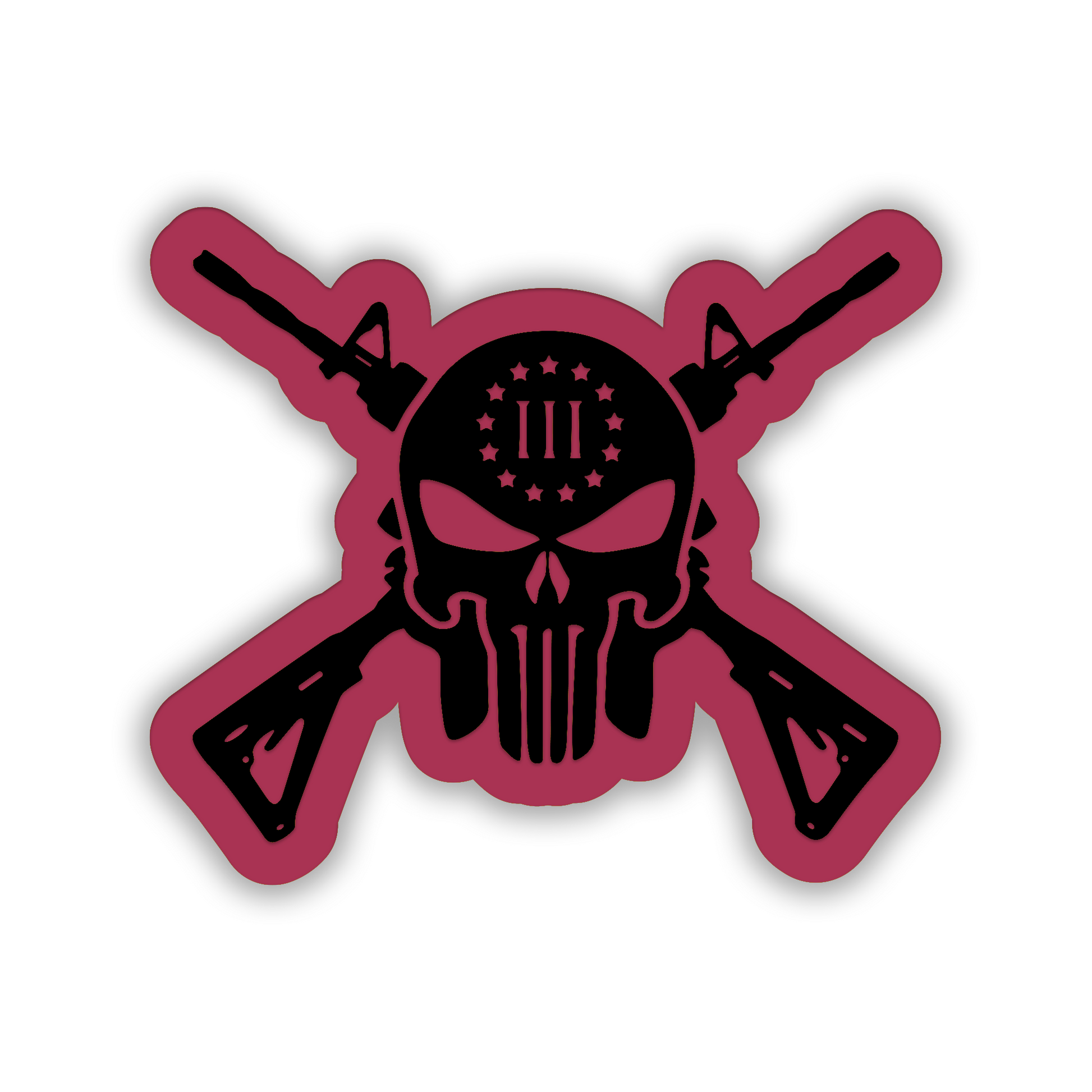 Skull and rifle engraved vehicle badge for truck car or SUV exterior