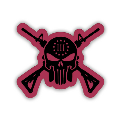 Skull and rifle engraved vehicle badge for truck car or SUV exterior