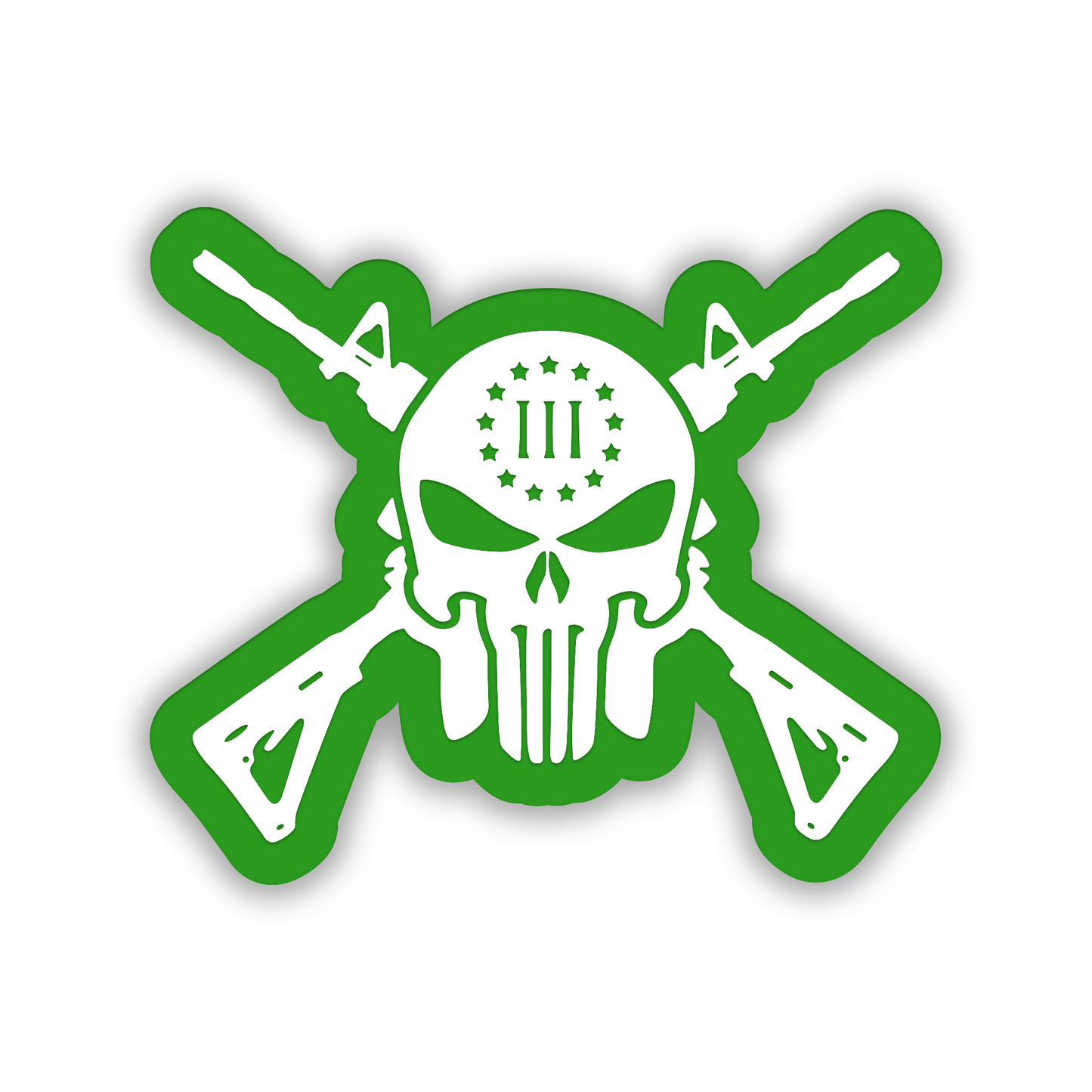 Crossed rifle skull truck fender emblem with engraved automotive badge design
