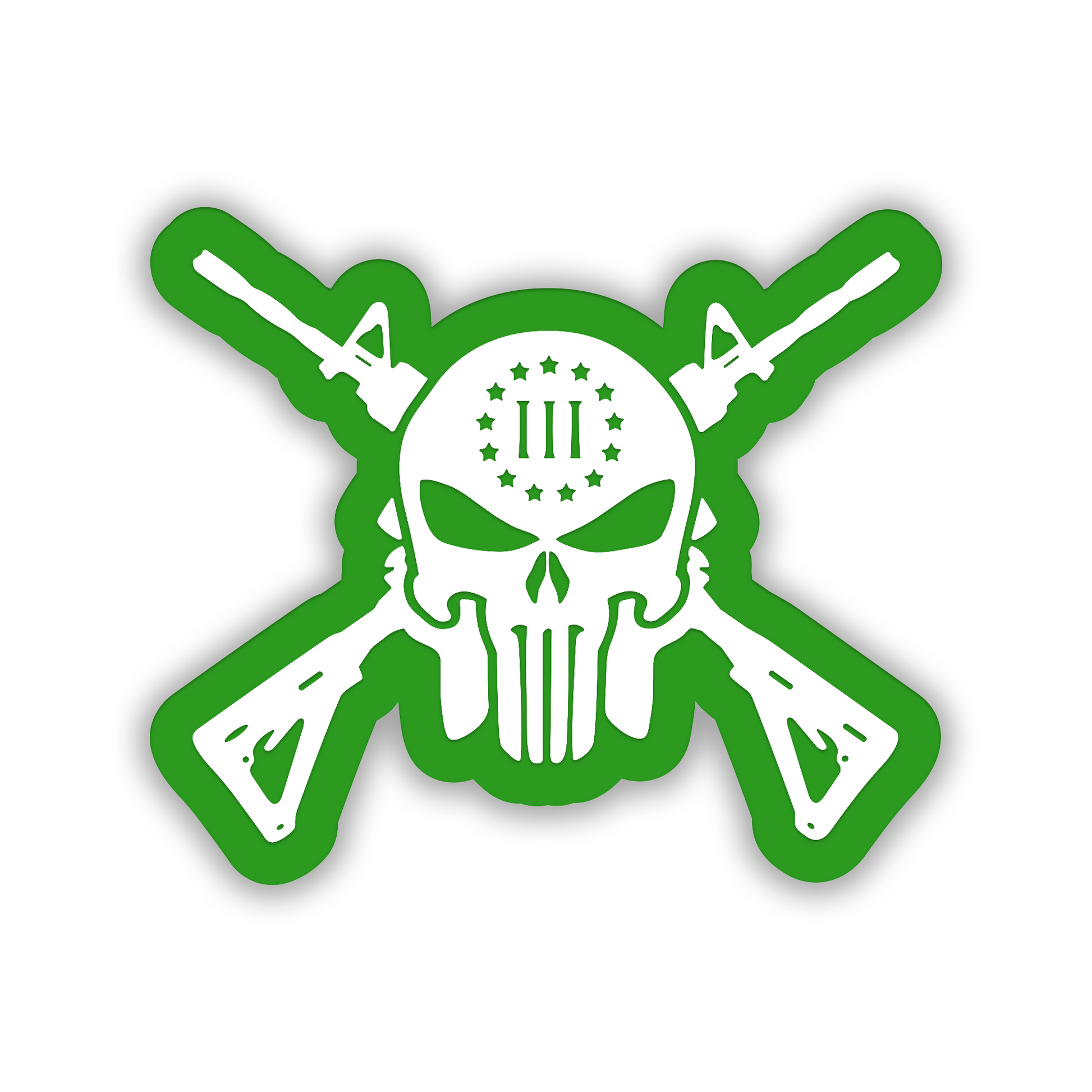 Crossed rifle skull truck fender emblem with engraved automotive badge design