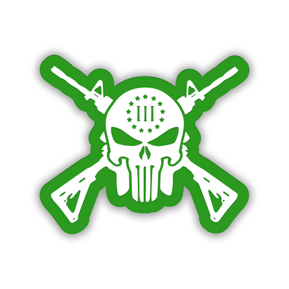 Crossed rifle skull truck fender emblem with engraved automotive badge design