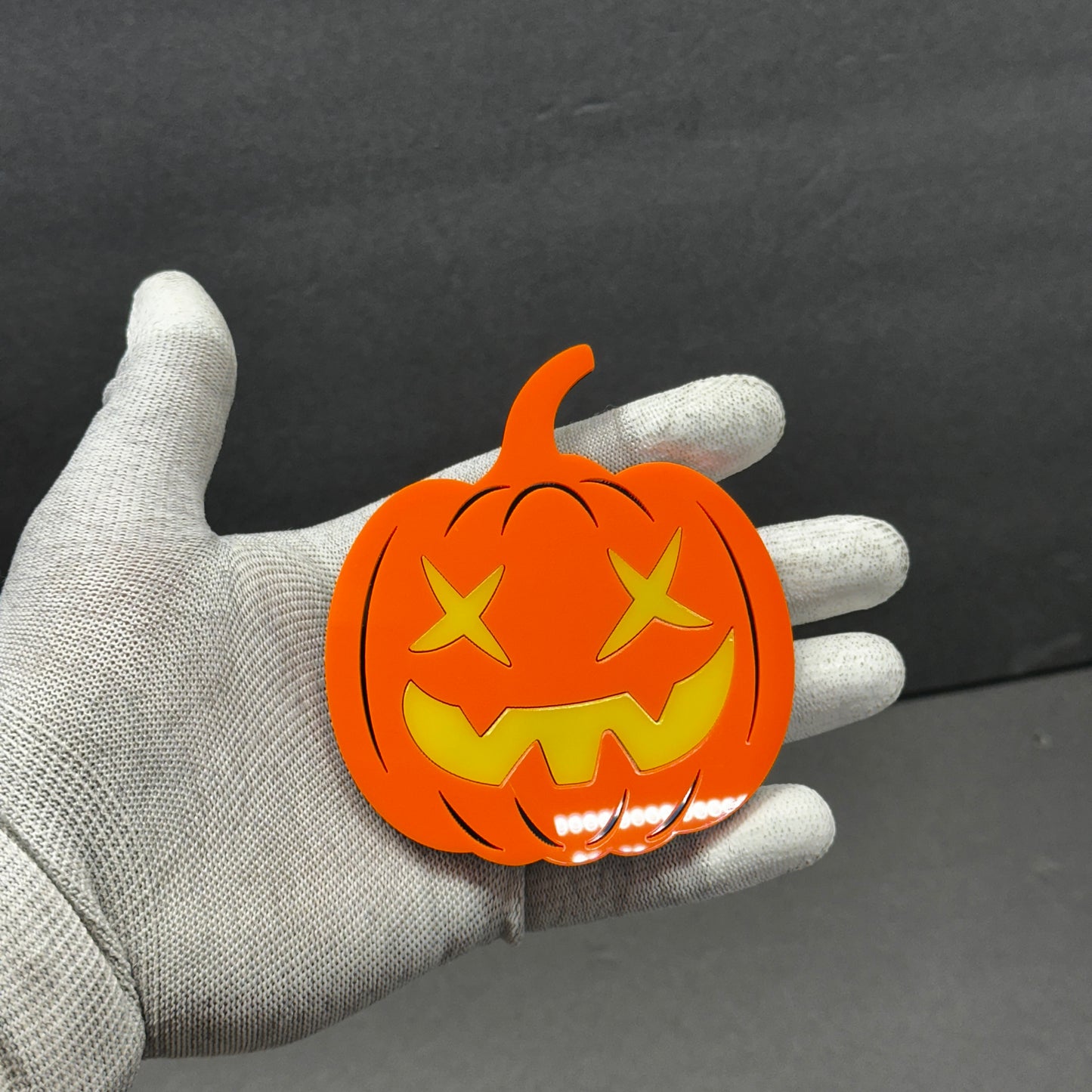 Custom pumpkin car badge for fender tailgate SUV or truck exterior