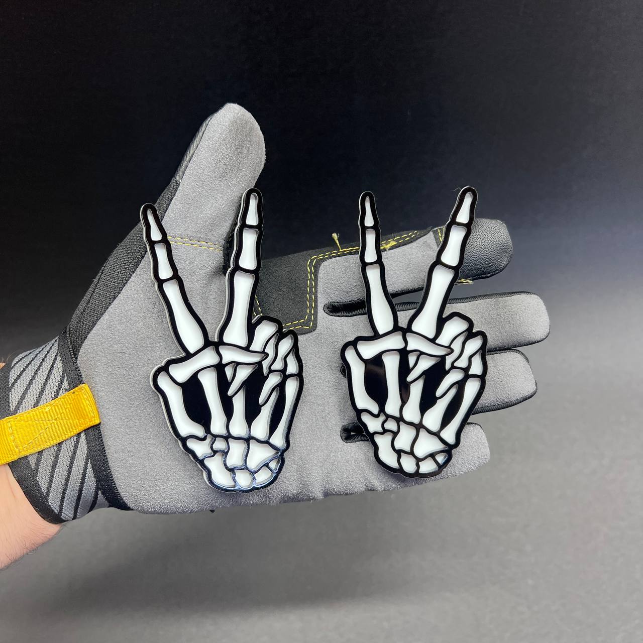 Skeleton hand fender emblem for cars, trucks, and custom builds.