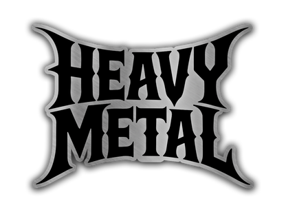 Custom Heavy Metal car badge fender emblem with engraved silver finish and gothic bold design for automotive exterior styling