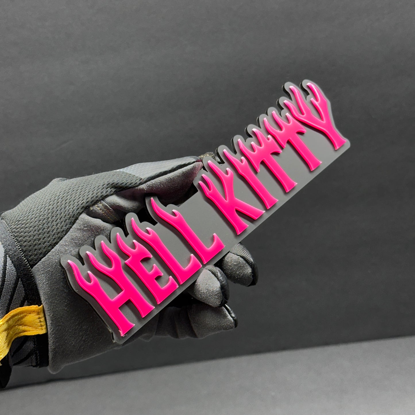 Hell Kitty acrylic flame style badge for Bronco custom build