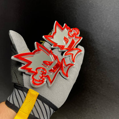 Red and silver HELLKITTY cat car exterior decal for fender
