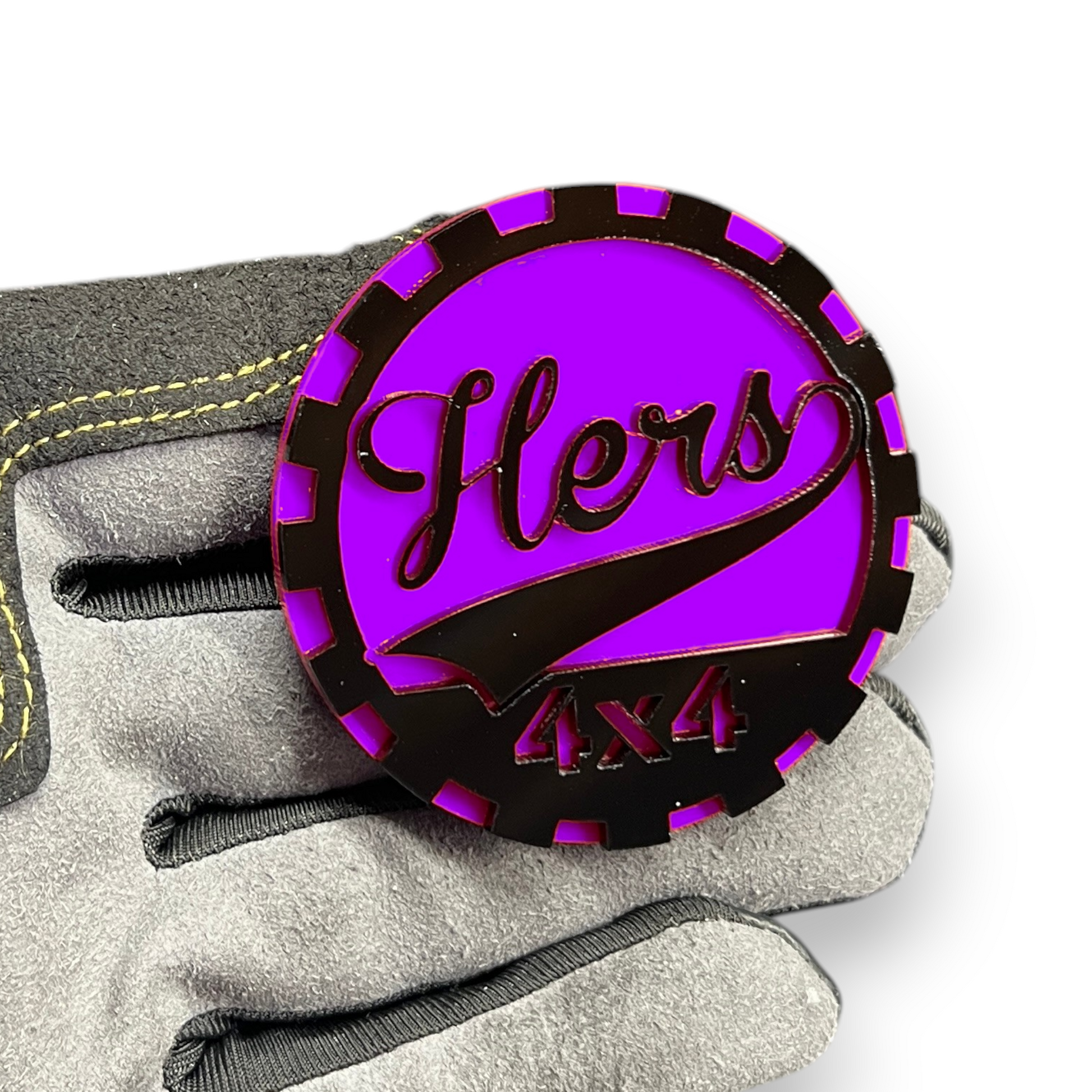 Hers badge for Jeep Wrangler offroad lifted truck emblem decal