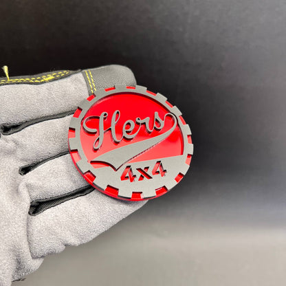 HERS 4x4 exterior car badge with raised layered design