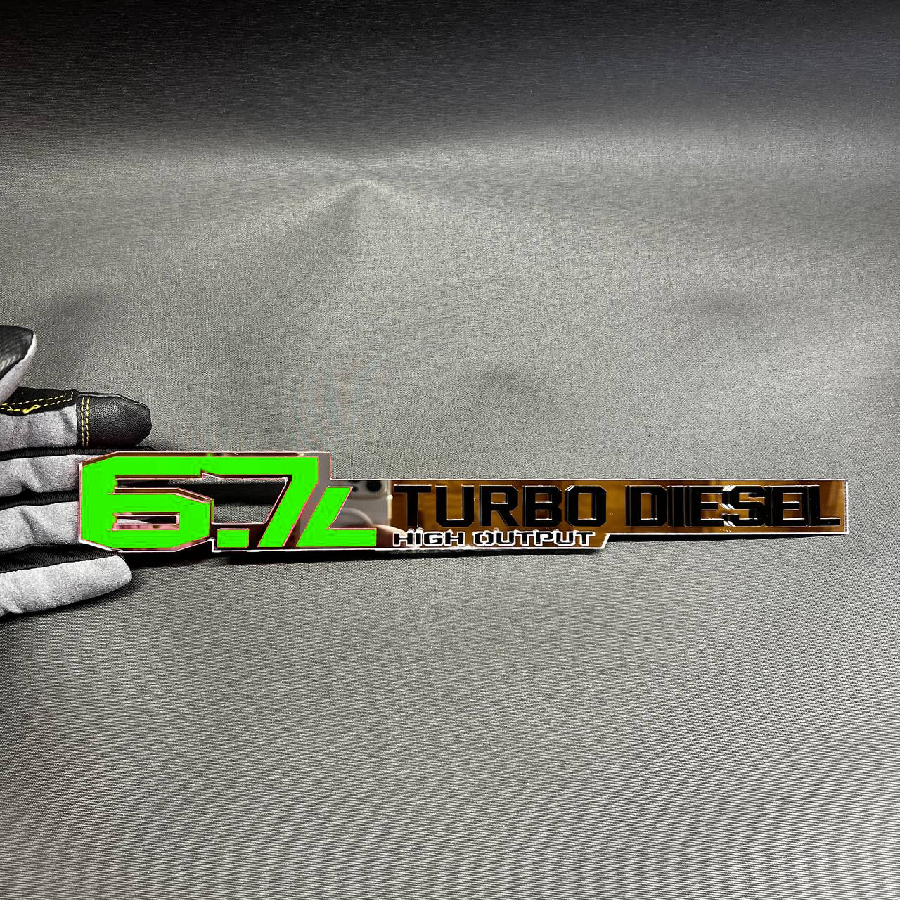 Red black turbo diesel truck badge for Ram 2500 3500 custom fender decal look.
