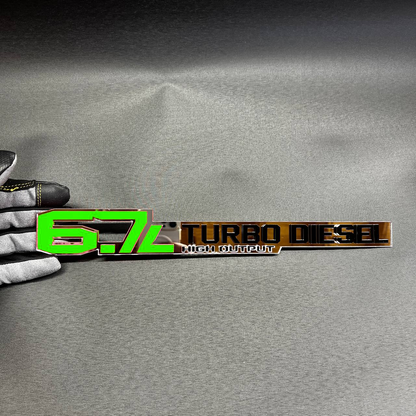 Red black turbo diesel truck badge for Ram 2500 3500 custom fender decal look.