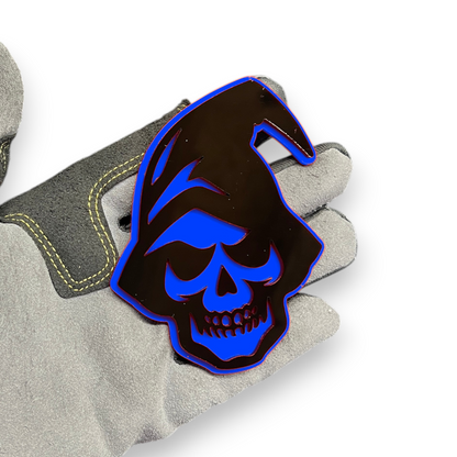 Ghost skull badge on Jeep Wrangler grille
