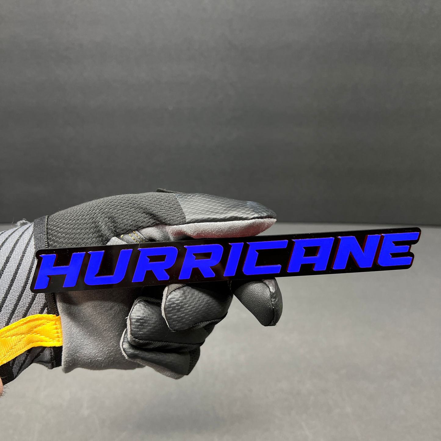 Hurricane custom text emblem for trucks, SUVs, Jeeps, and performance vehicles.