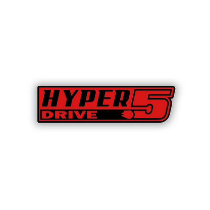 Engraved Hyper Drive 5 car badge with silver and black finish
