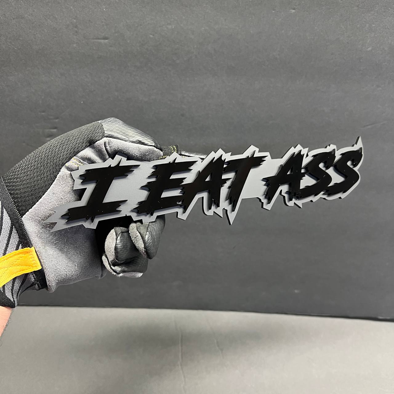 Black acrylic statement badge for GMC Sierra truck fender or hood decoration with custom automotive styling
