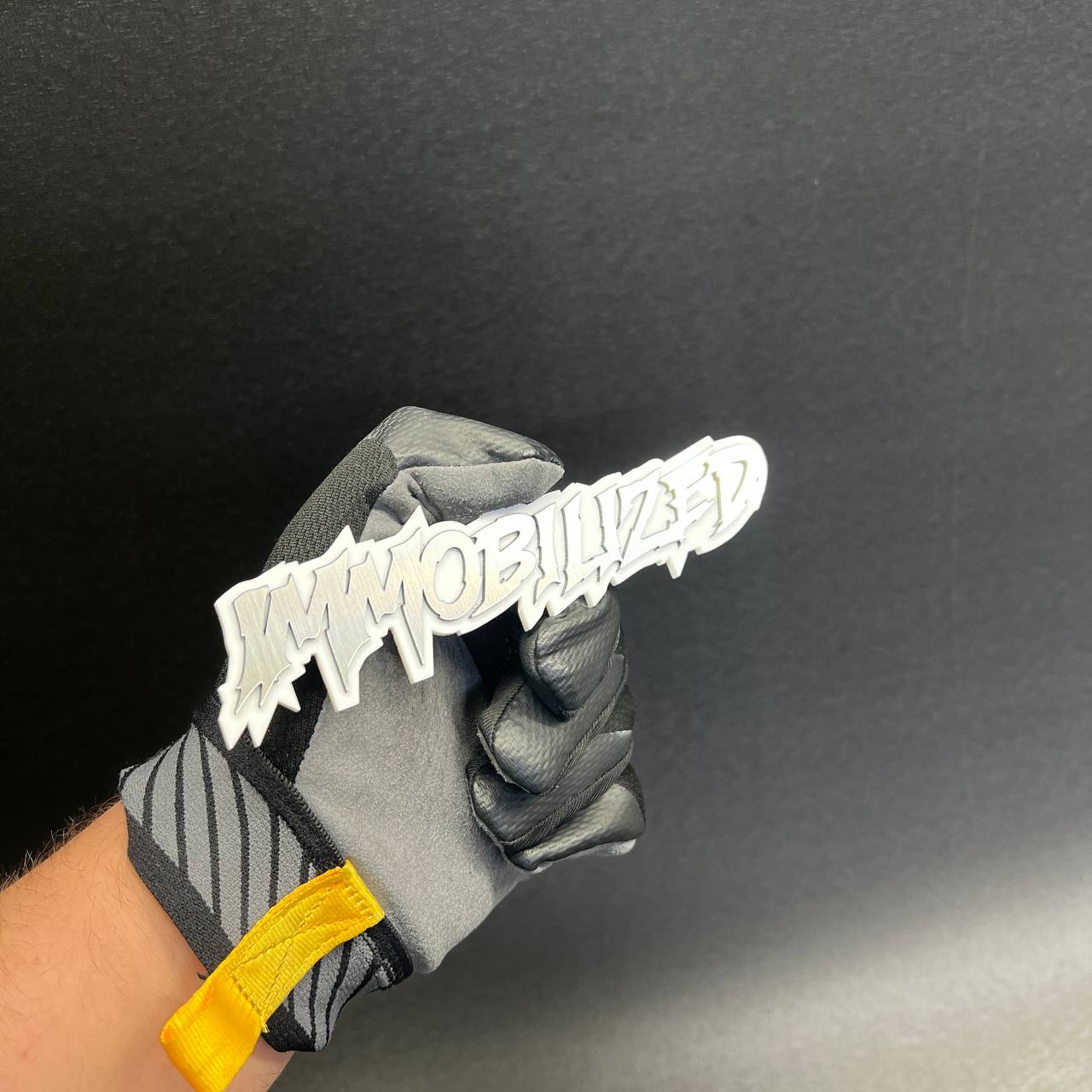 Custom Immobilized script badge made from laser cut acrylic for truck and car exterior