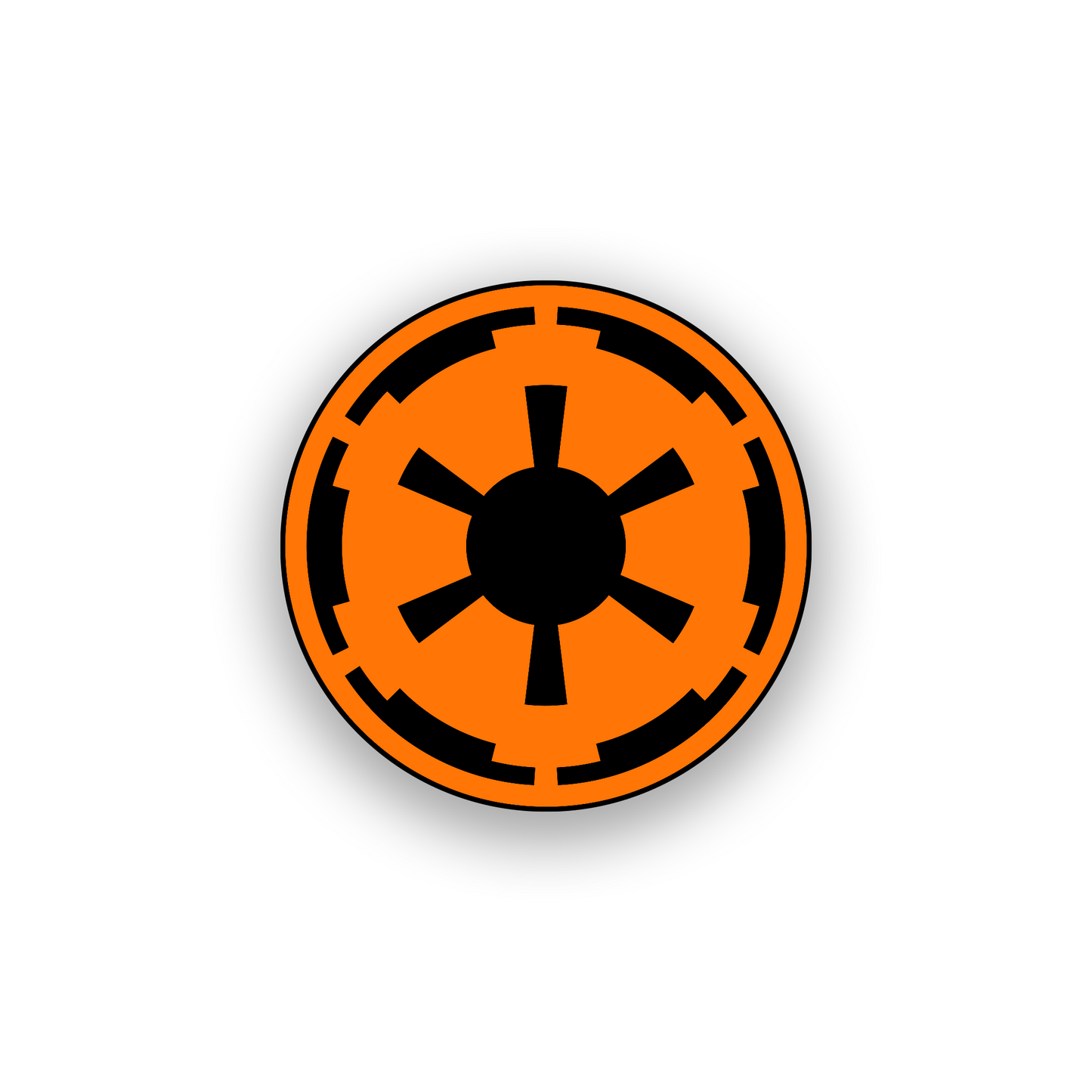 Engraved vehicle badge inspired by Star Wars with imperial style symbol