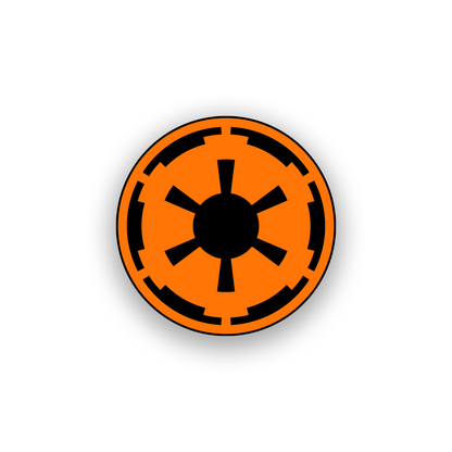 Engraved vehicle badge inspired by Star Wars with imperial style symbol