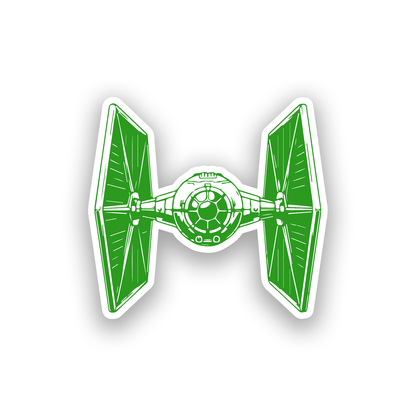 Engraved TIE fighter automotive badge for personalized vehicle exterior styling