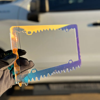 Custom slime style license plate frame with chameleon acrylic look