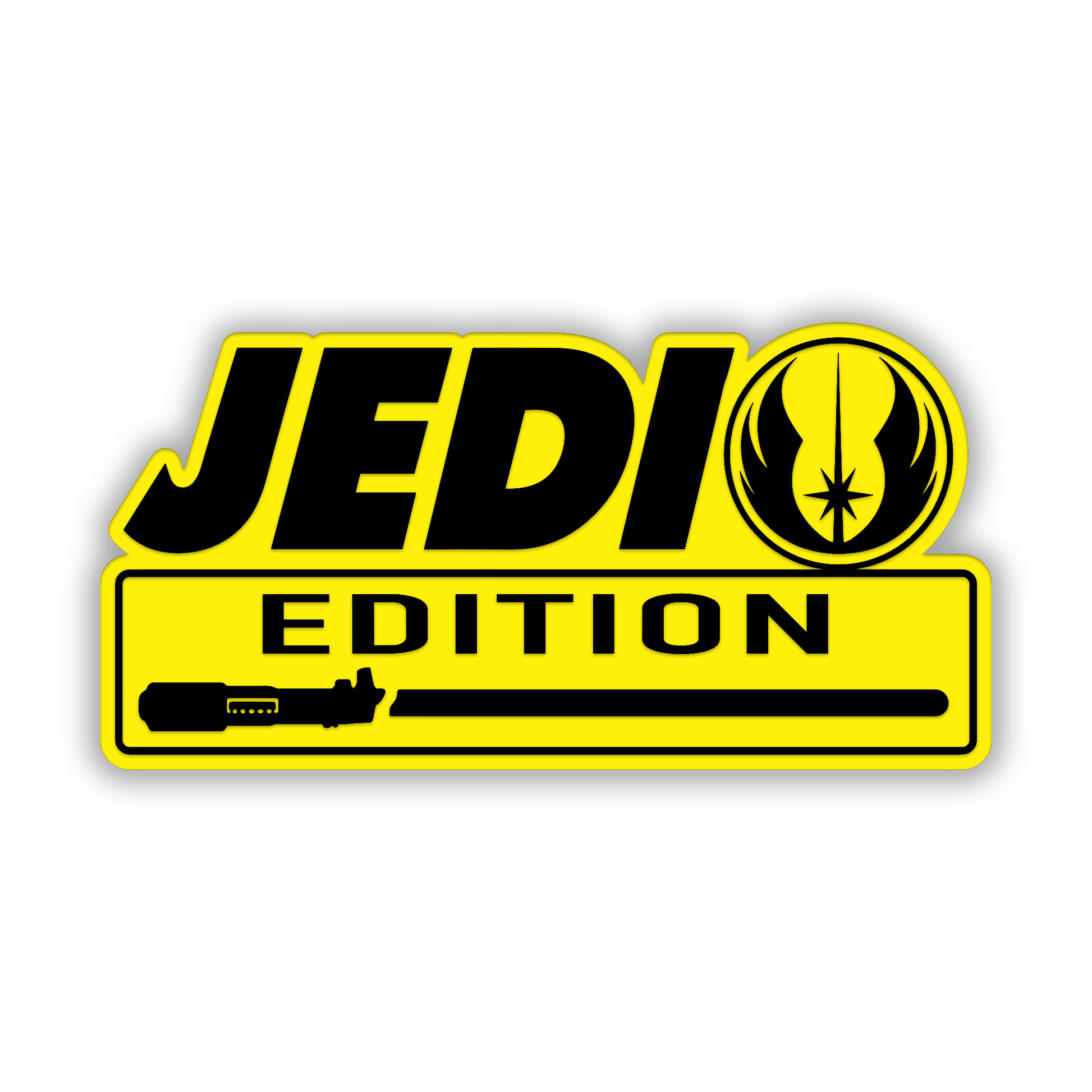 Jedi Edition custom car badge emblem with engraved lightsaber inspired artwork