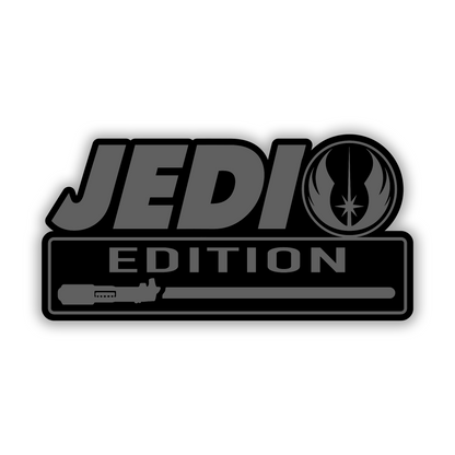 Jedi Edition lightsaber inspired car badge with engraved silver and black finish