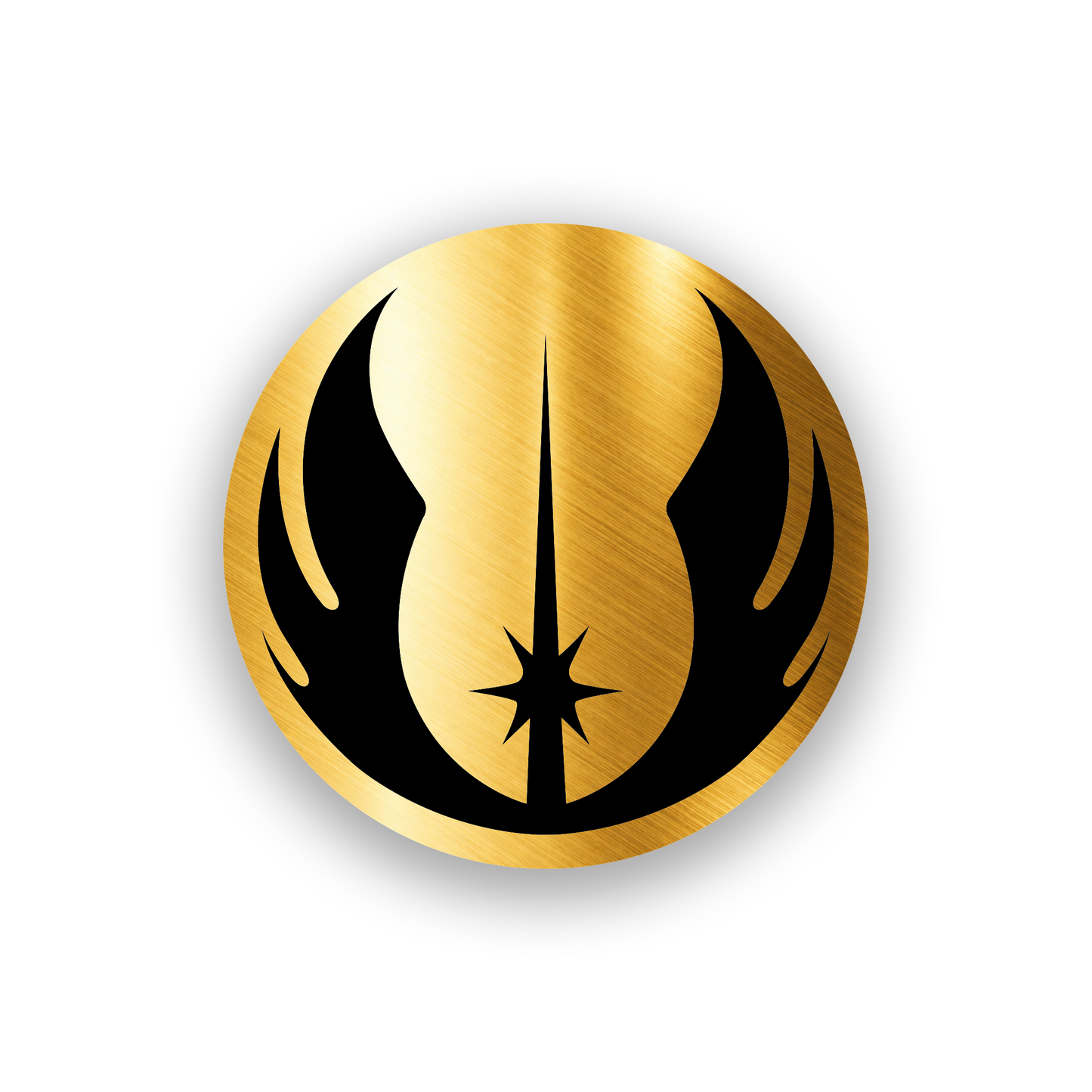 Galactic inspired car badge engraved with detailed space fantasy logo