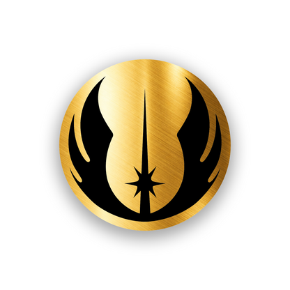 Galactic inspired car badge engraved with detailed space fantasy logo