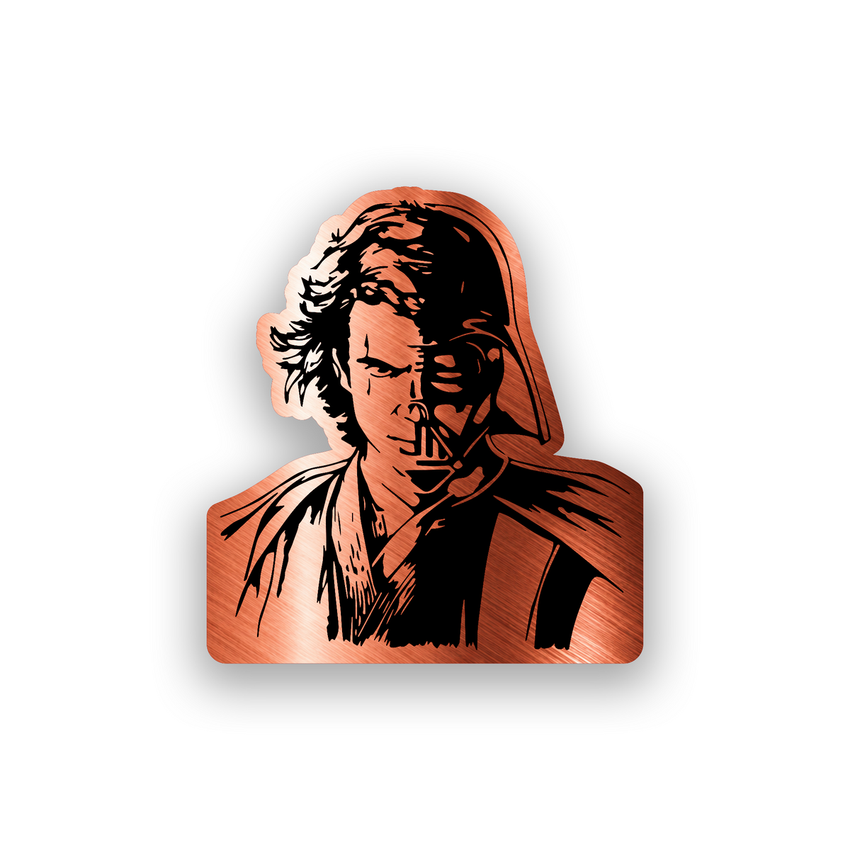 Custom Luke inspired car emblem with strong engraved sci fi character design