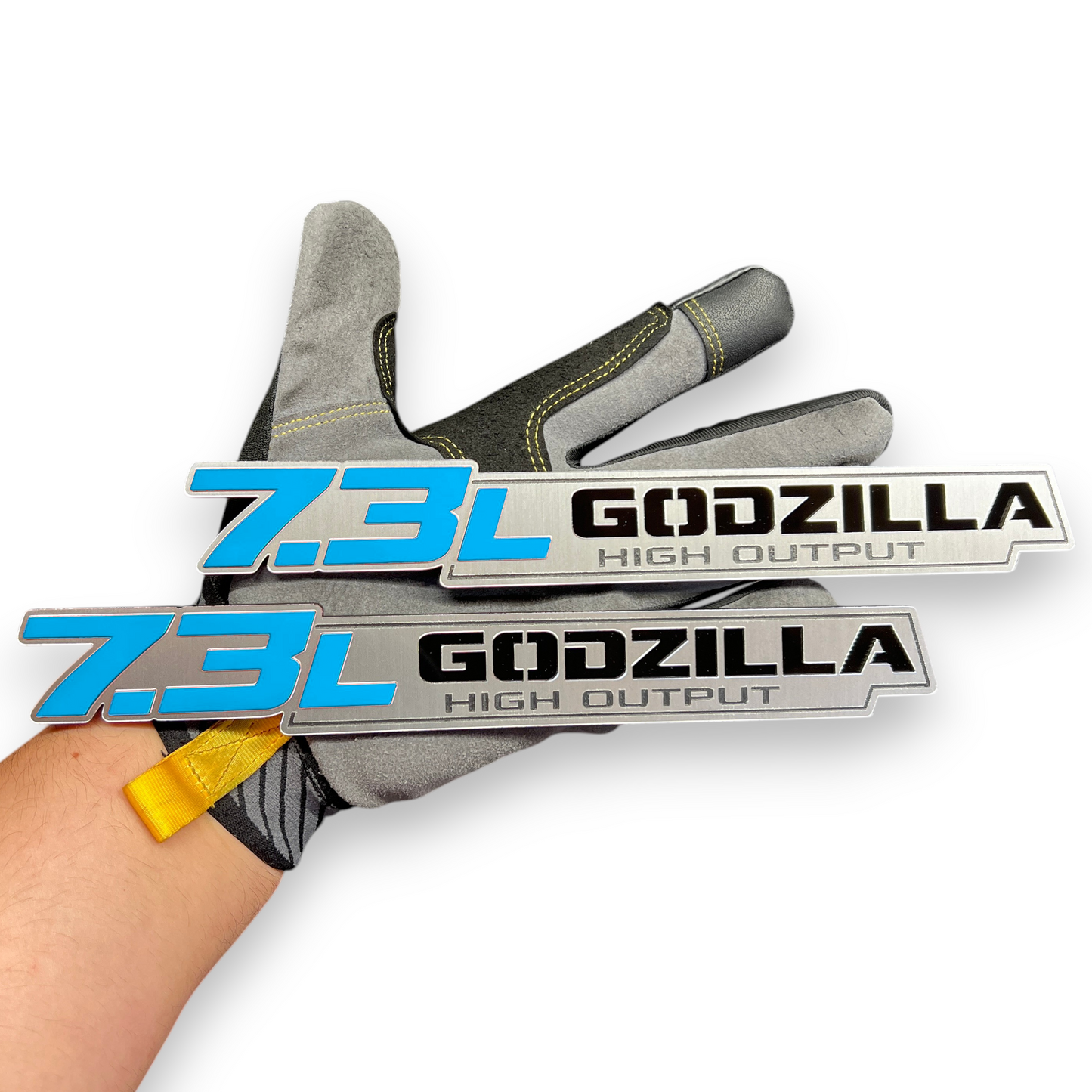 7.3L GODZILLA 3D Car Emblem Silver Fender Badge - Exterior Truck Decal