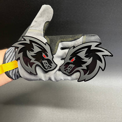 tailgate wolf badge on lifted truck offroad build
