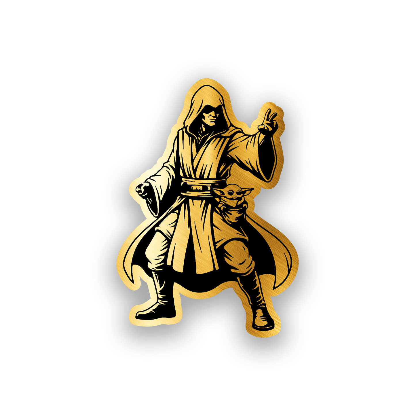 Star Wars inspired automotive badge with detailed Sith warrior engraved artwork