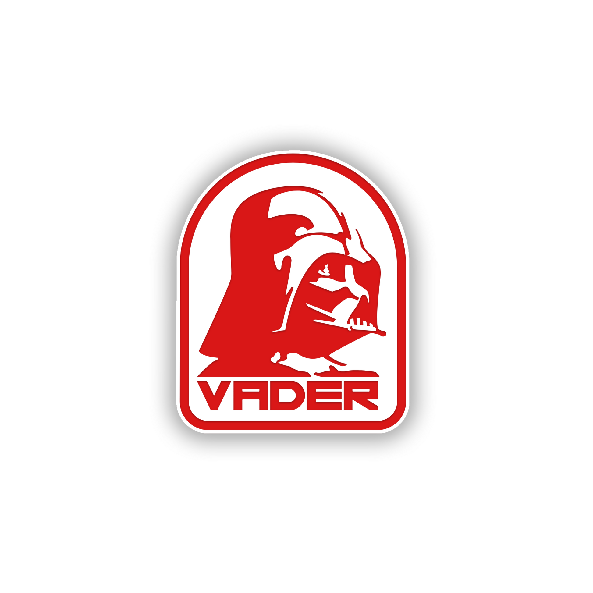 Custom Vader helmet badge with detailed laser-engraved design