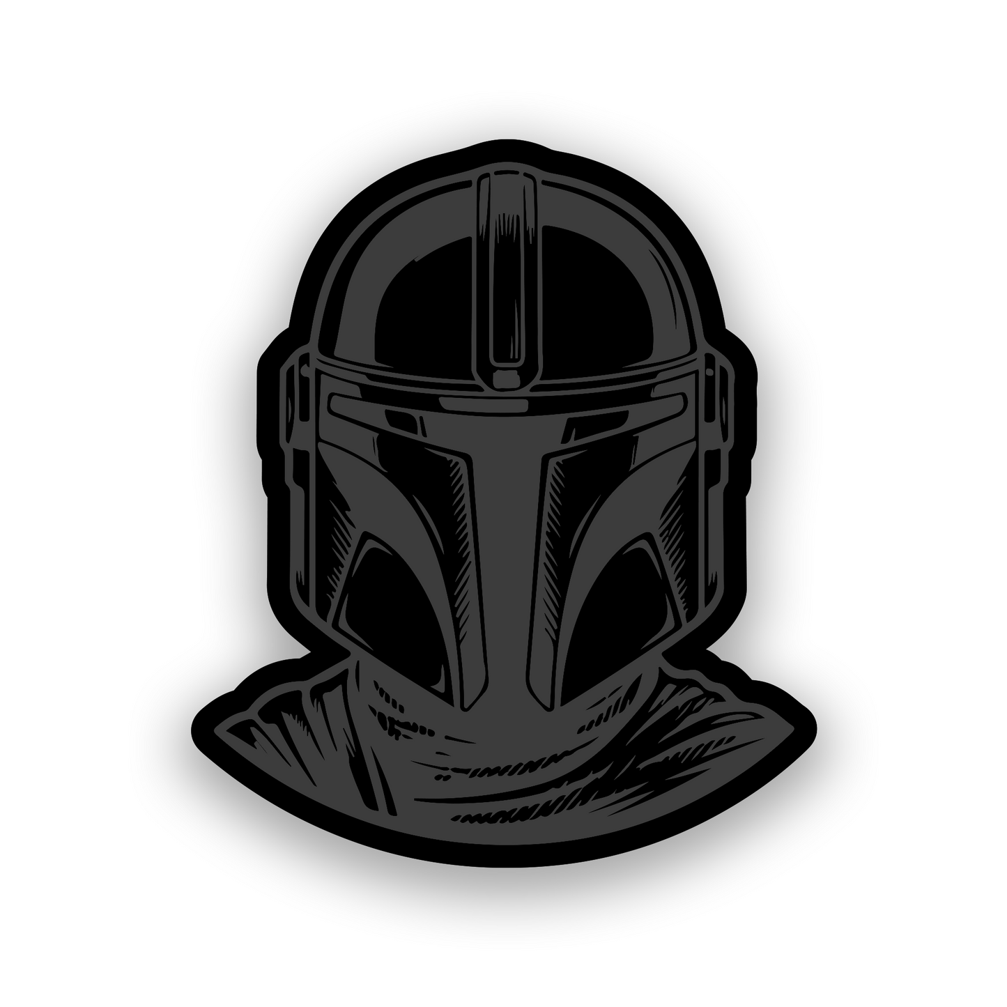 Custom Mandalorian inspired car emblem with bold engraved helmet design