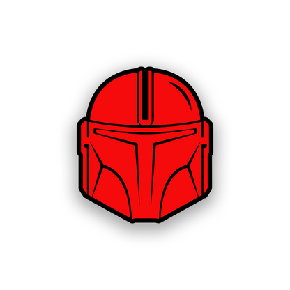 Star Wars bounty hunter inspired car badge with detailed engraved helmet artwork