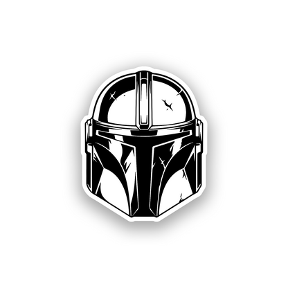 Custom Mandalorian inspired car emblem with bold engraved helmet design