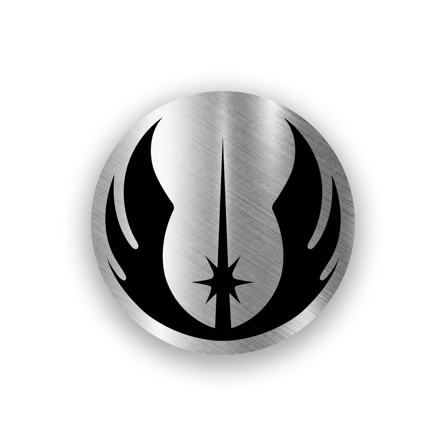 Star Wars inspired engraved car badge with bold sci fi emblem design
