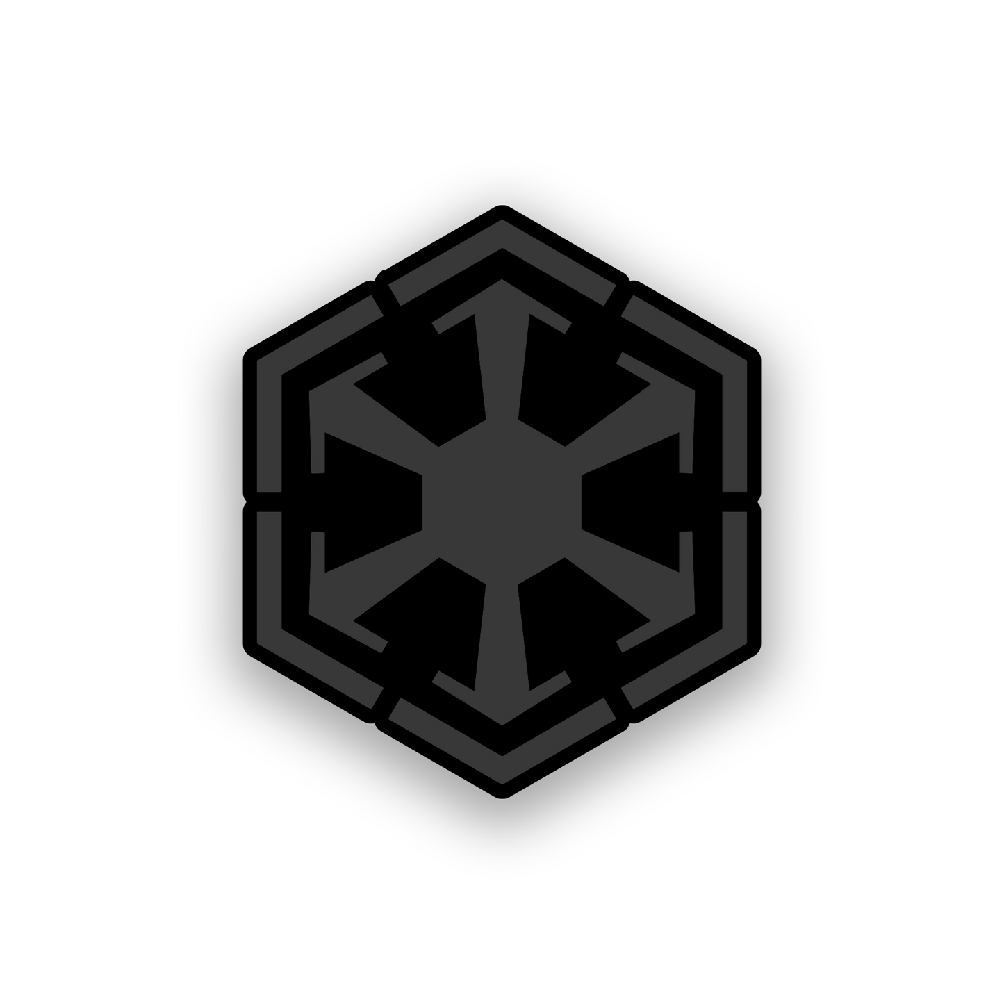Galactic inspired car badge with detailed engraved space fantasy symbol