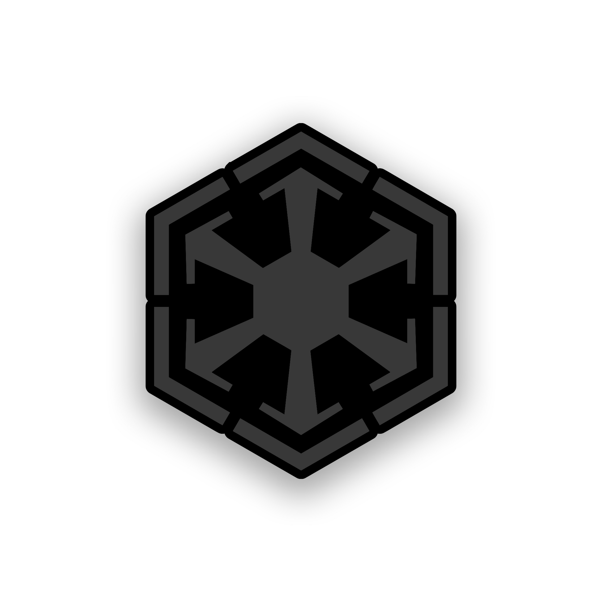 Galactic inspired car badge with detailed engraved space fantasy symbol