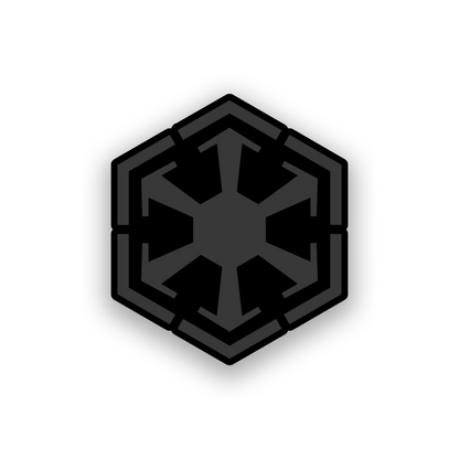Galactic inspired car badge with detailed engraved space fantasy symbol