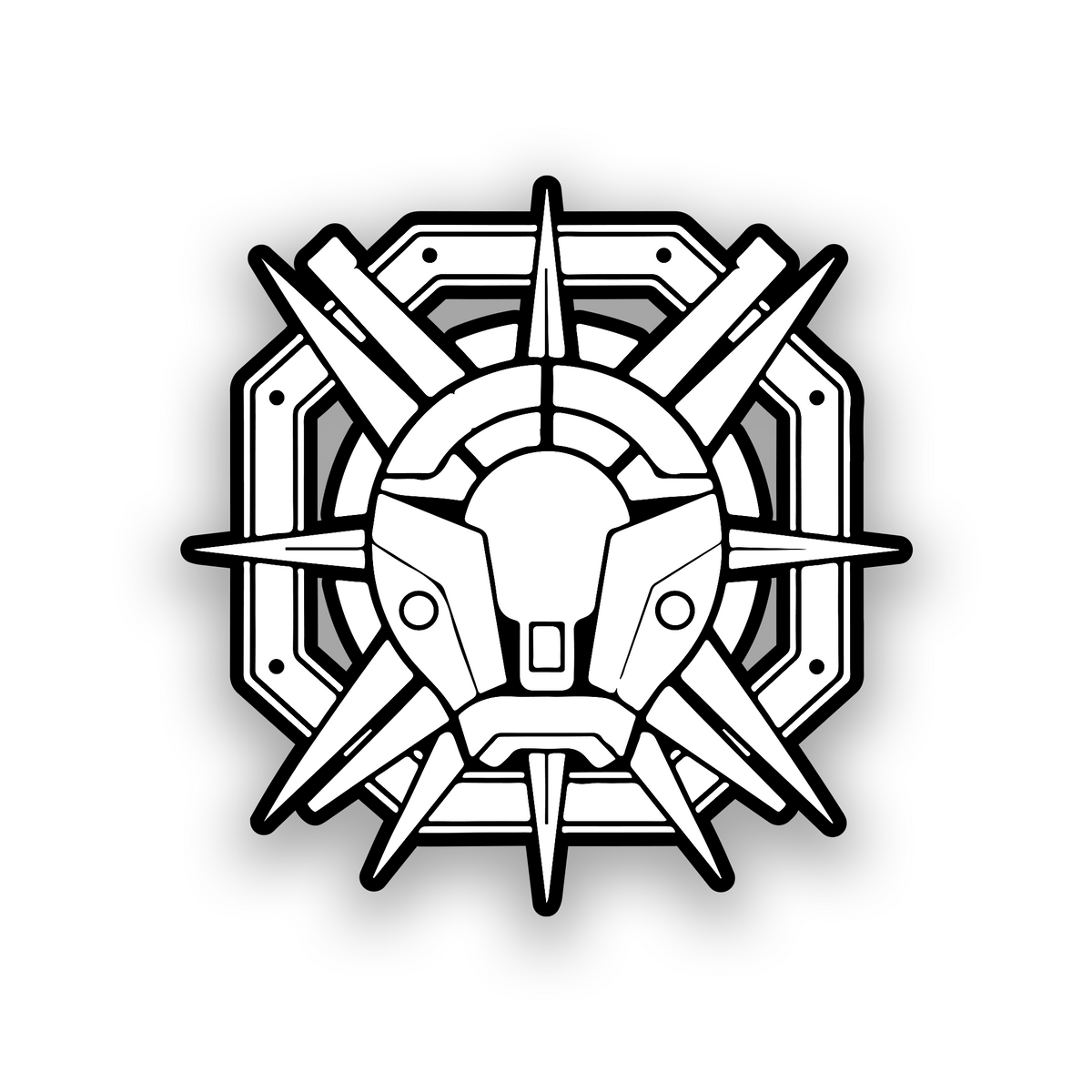 Custom futuristic car badge with detailed engraved mechanical emblem artwork